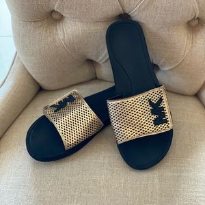 Michael Michael Kors Gold Diamond Mesh Slides